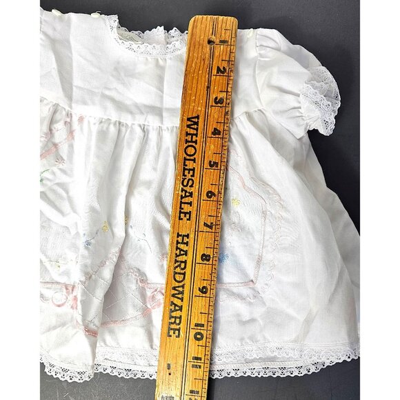 Vtg Garden Of Angels Hand Made NB Dress Bloomers Set White Embroidered Lace Trim - Picture 6 of 14